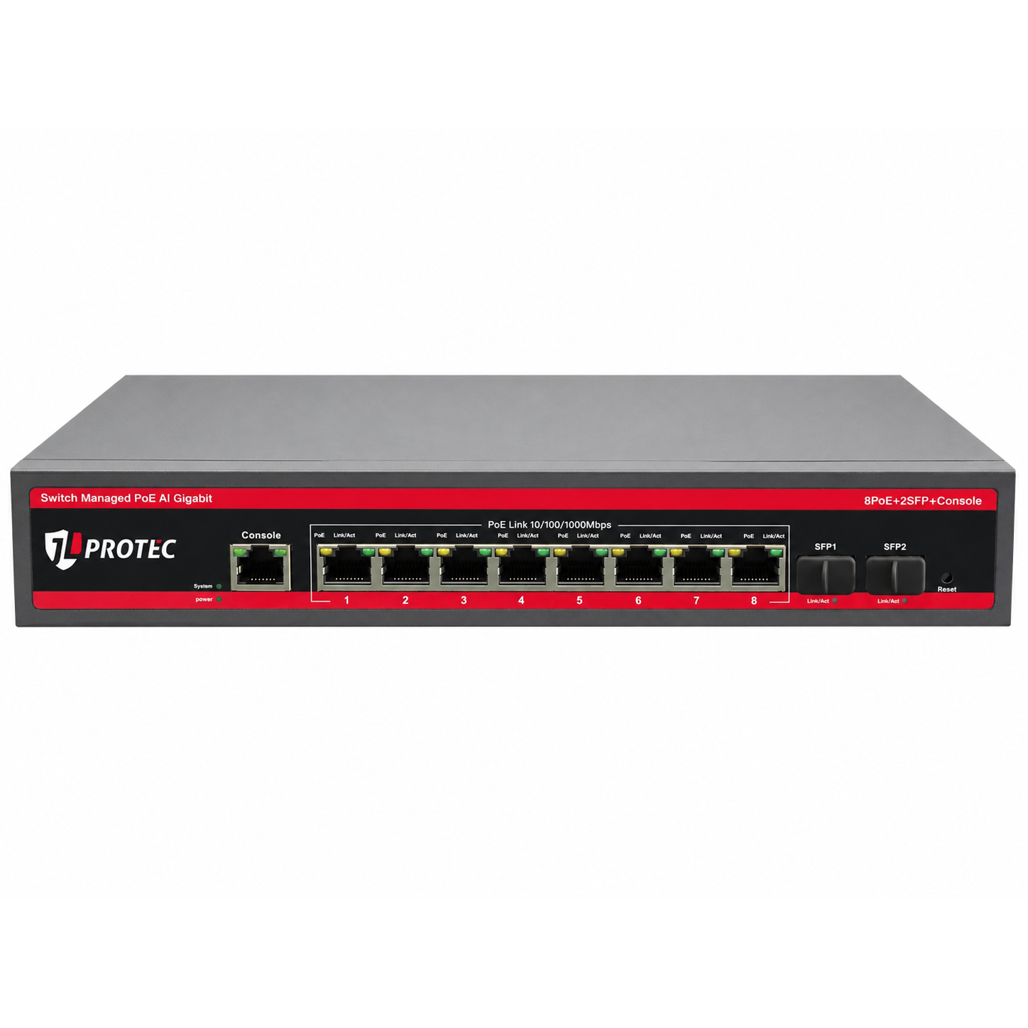Switch 8 PoE + 2 SPF - JL-0802GB-M